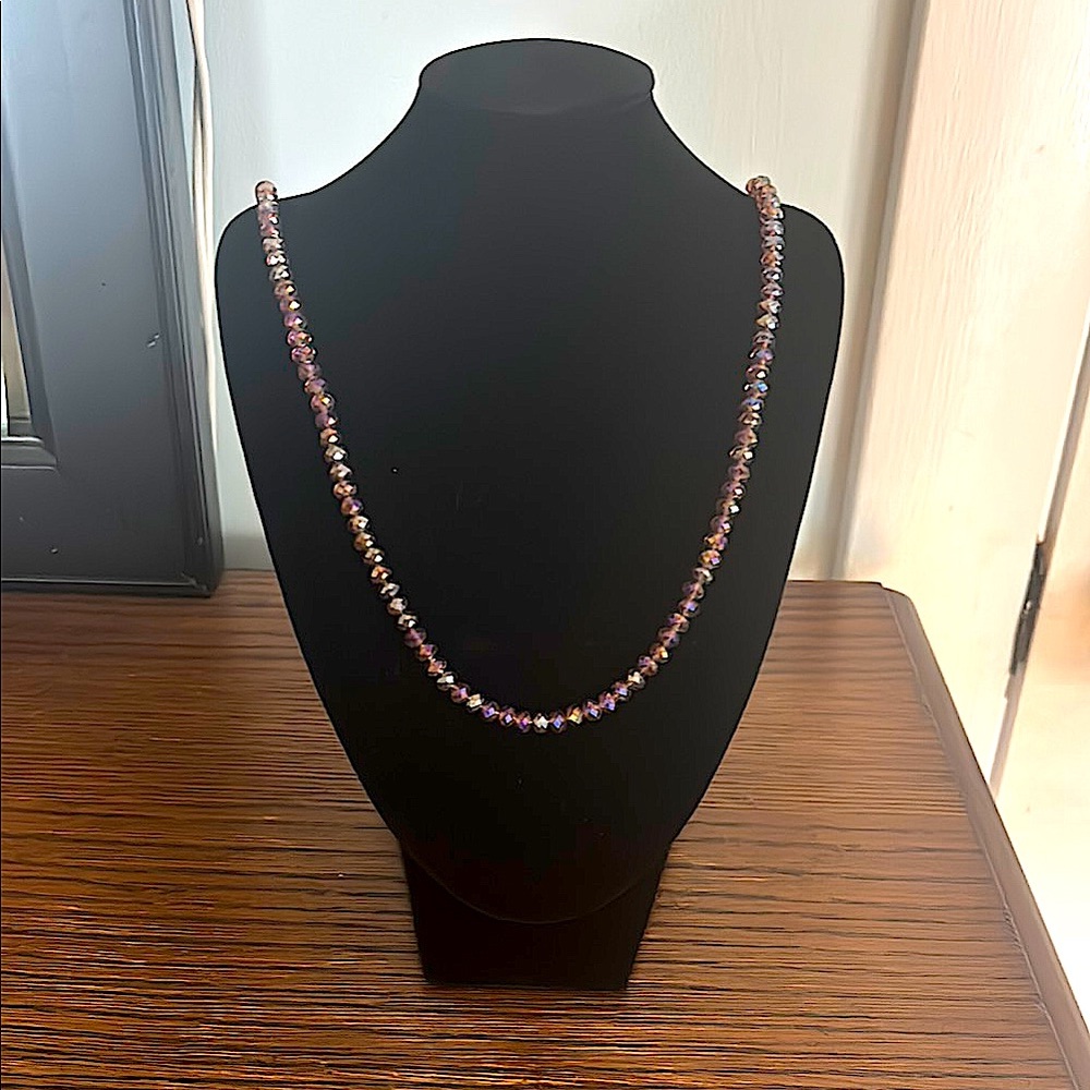 Pink Iridescent Beaded Necklace